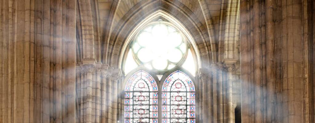 light shining through stained glass in a cathedral