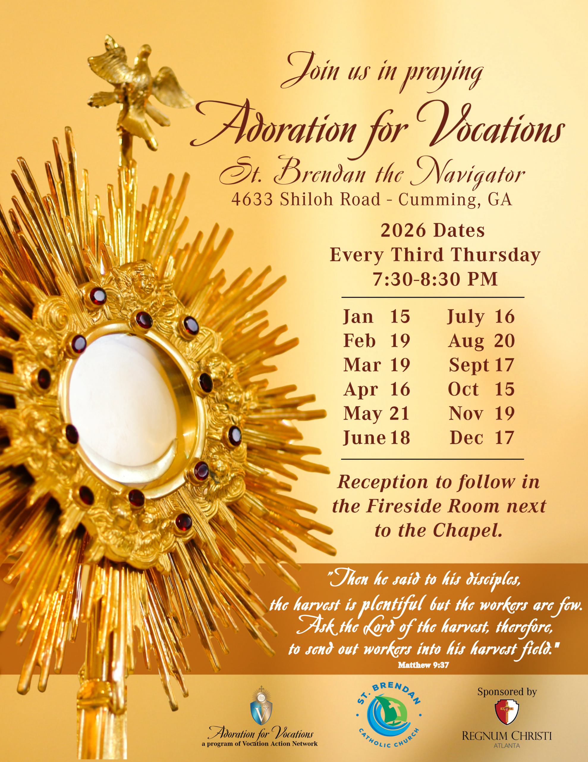 adoration for vocations at st brendan catholic church cumming ga
